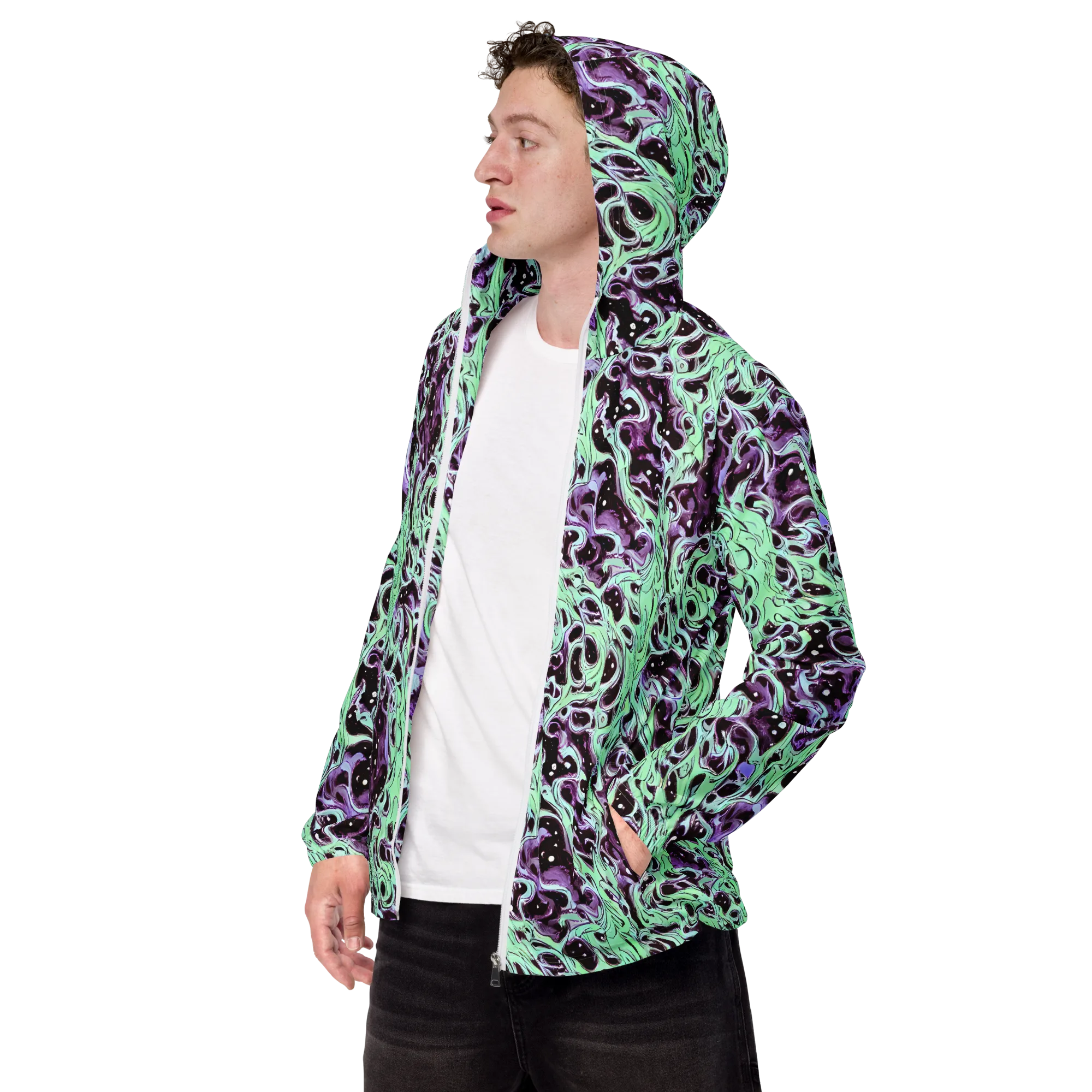 Lavender Lava on Men's Windbreaker — Left Front