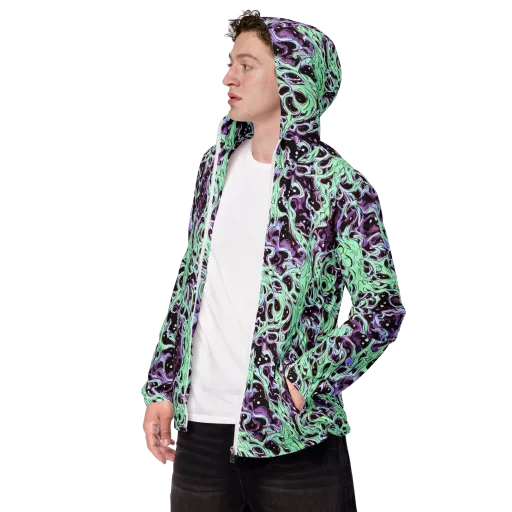 Lavender Lava on a Men's Windbreaker
