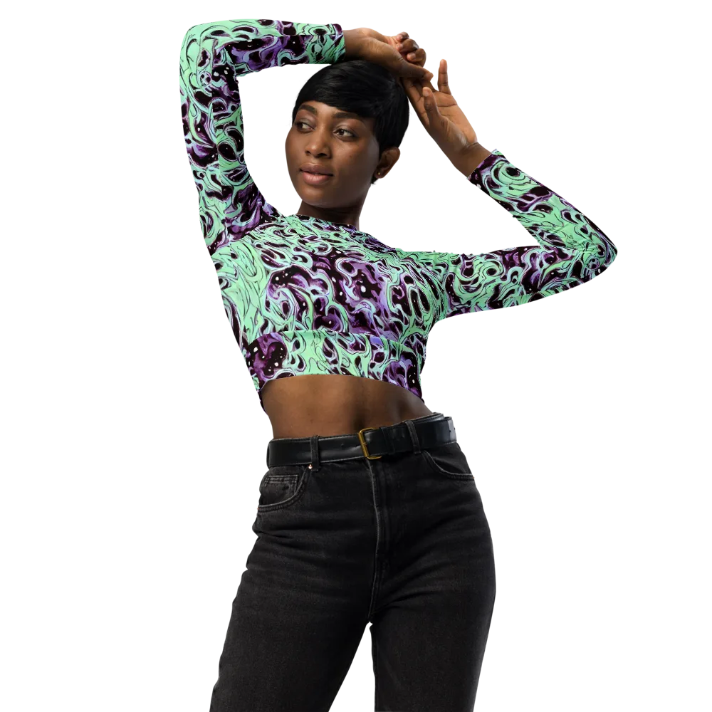 Lavender Lava on Long Sleeve Crop Top — Front