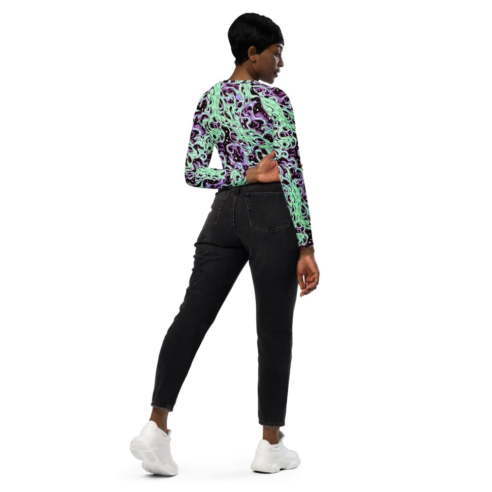 Lavender Lava on Long Sleeve Crop Top — Right Back