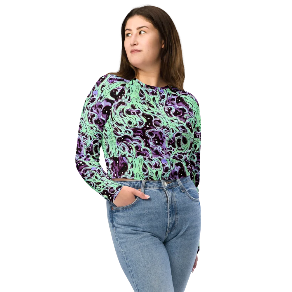 Lavender Lava on Long Sleeve Crop Top — Front
