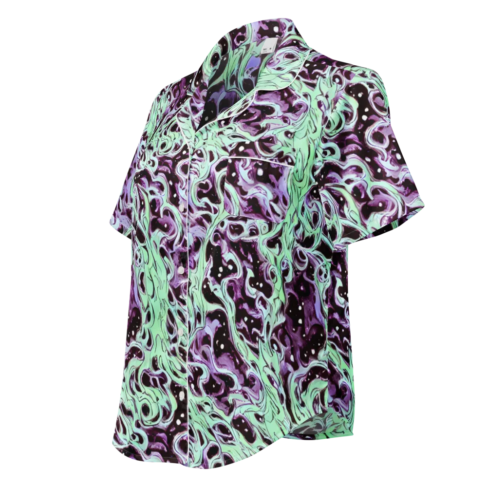 Lavender Lava on Women's Short Sleeve Pajama Top — Left Front