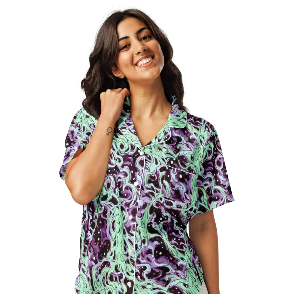 Lavender Lava on Women's Short Sleeve Pajama Top — Front