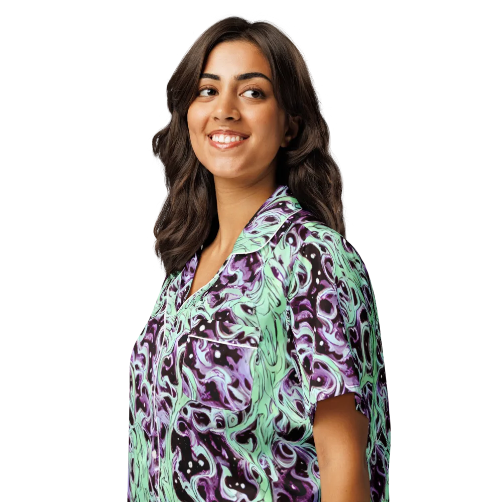 Lavender Lava on Women's Short Sleeve Pajama Top — Left Front