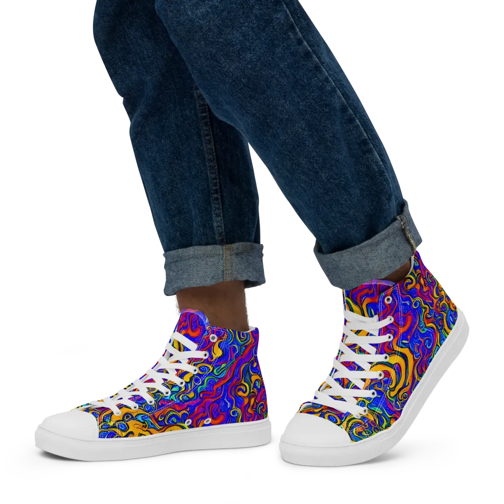 Spectrum Inferno on Men's High Top Canvas Shoes — Left