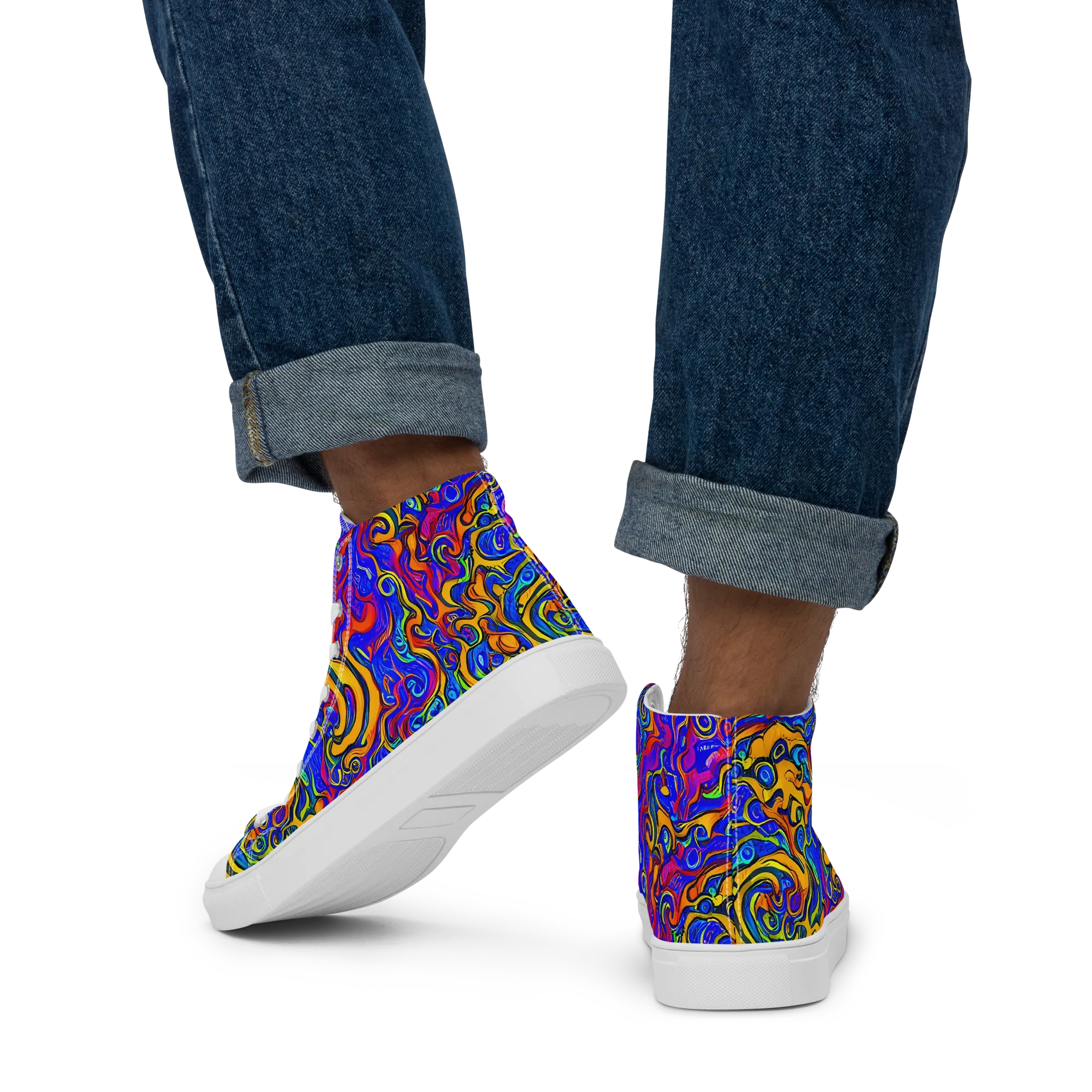 Spectrum Inferno on Men's High Top Canvas Shoes — Back