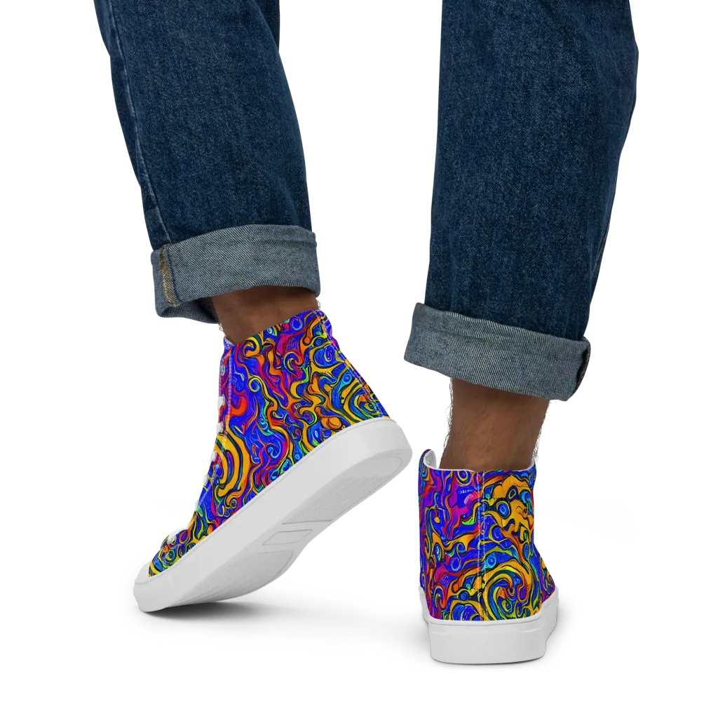 Spectrum Inferno on Men's High Top Canvas Shoes — Back