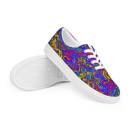 Spectrum Inferno on a Men's Lace-Up Canvas Shoes
