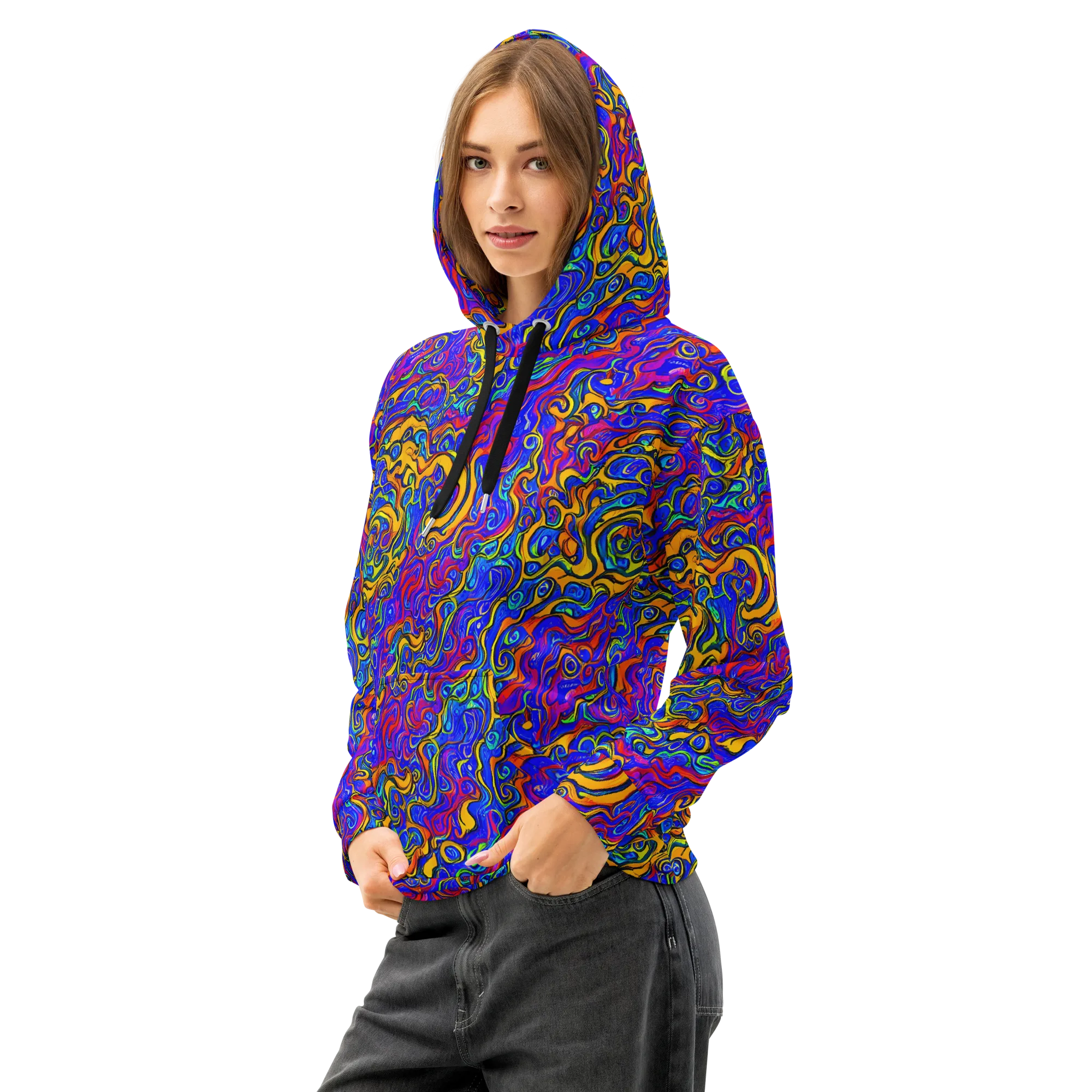 Spectrum Inferno on Cotton Hoodie — Left Front