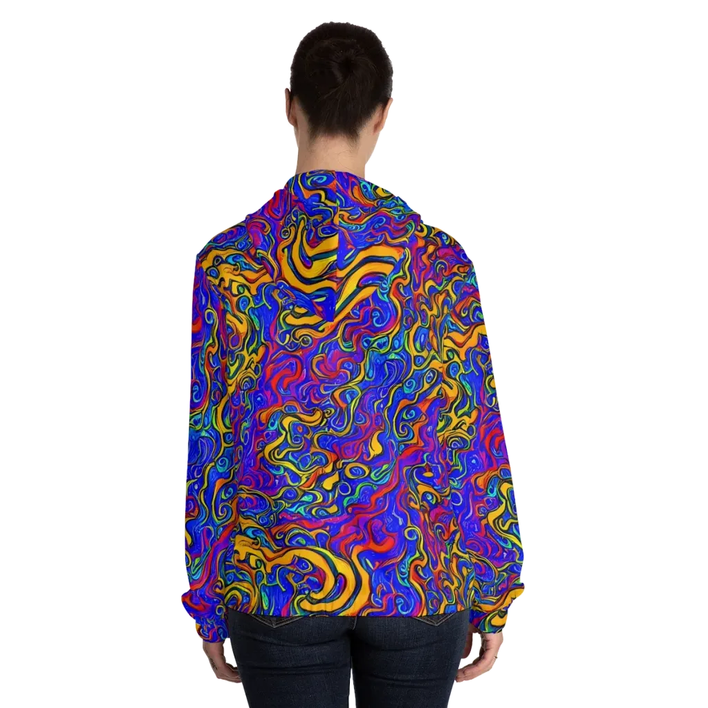 Spectrum Inferno on Women's Full-Zip Hoodie — Back On Person
