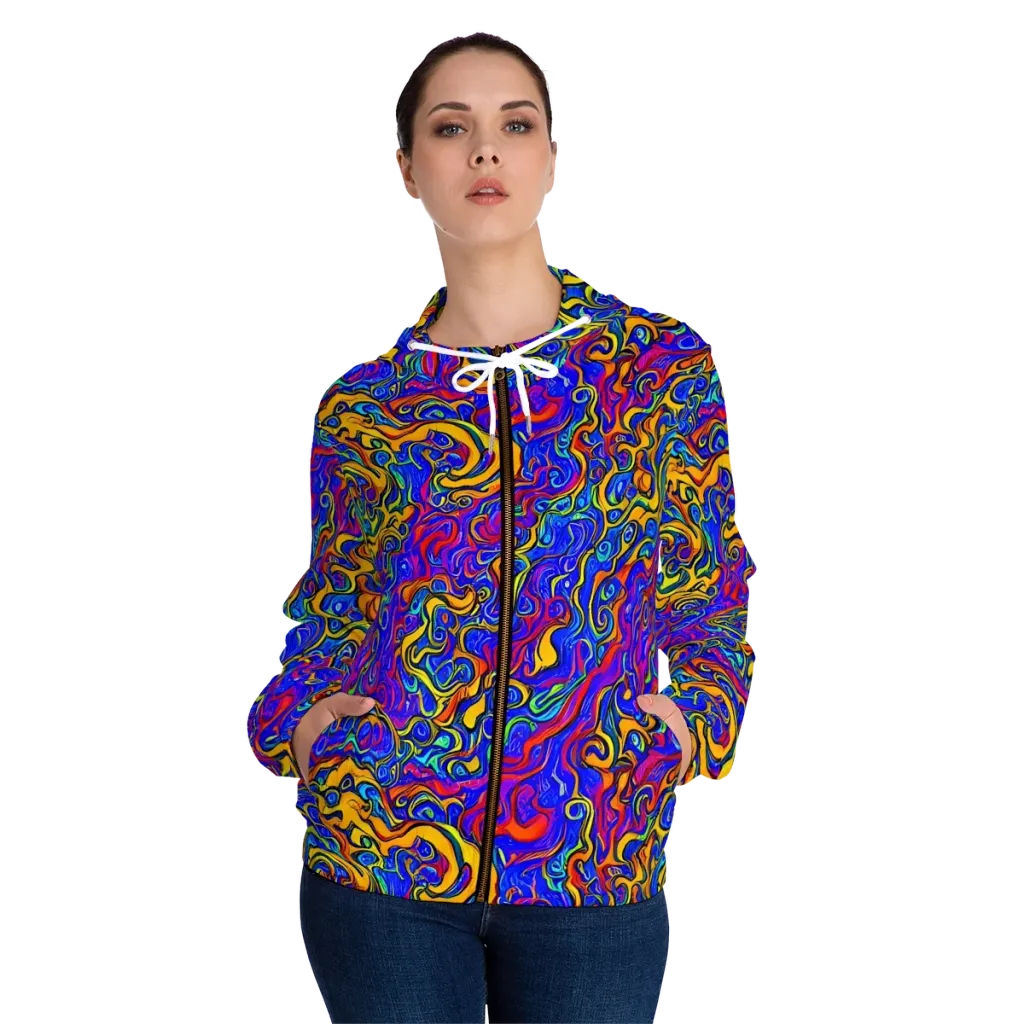 Spectrum Inferno on Women's Full-Zip Hoodie — Front On Person