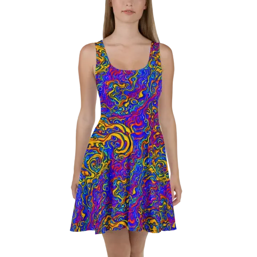 Spectrum Inferno on a Skater Dress