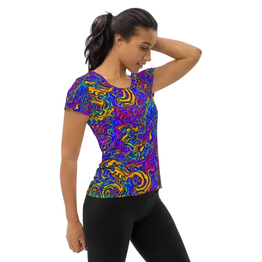 Spectrum Inferno on a Women's Athletic T-Shirt