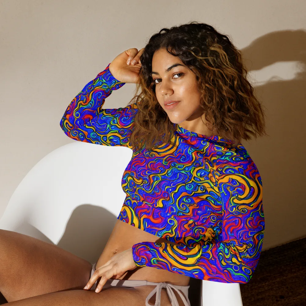 Spectrum Inferno on Long Sleeve Crop Top — Left Front