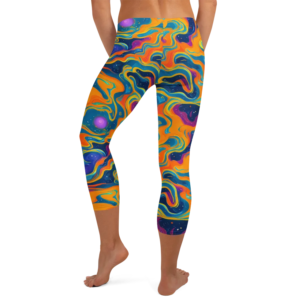 Firefly Galaxy on Capri Leggings — Back
