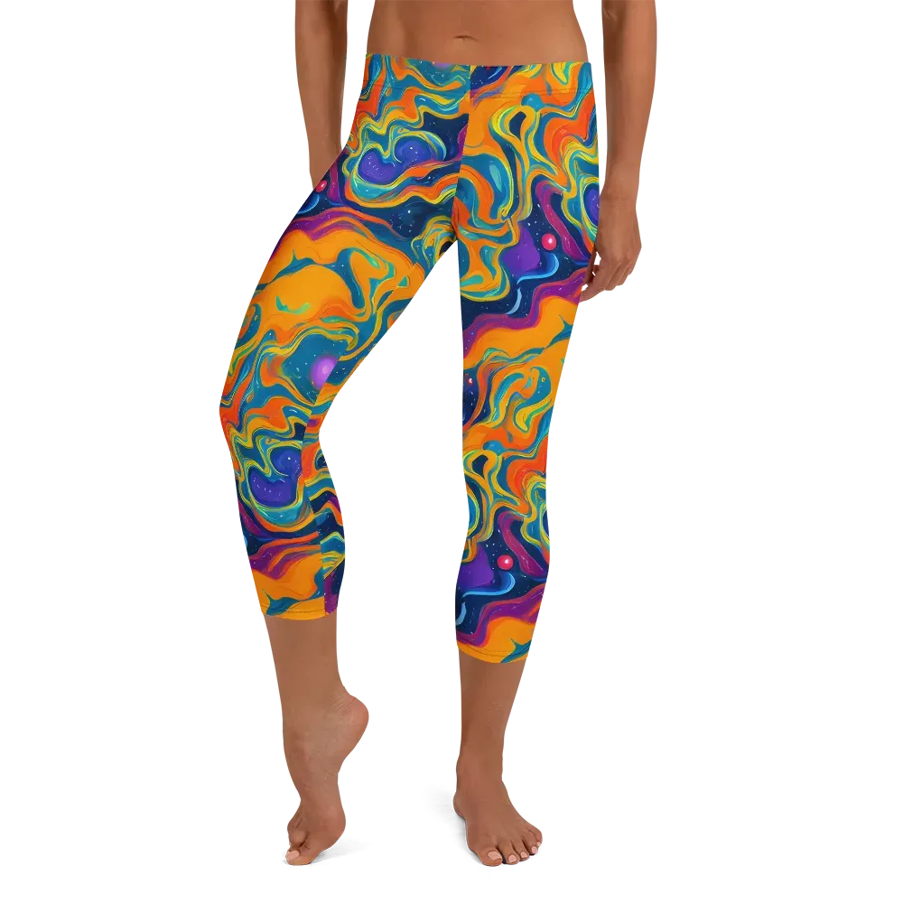 Firefly Galaxy on Capri Leggings — Front