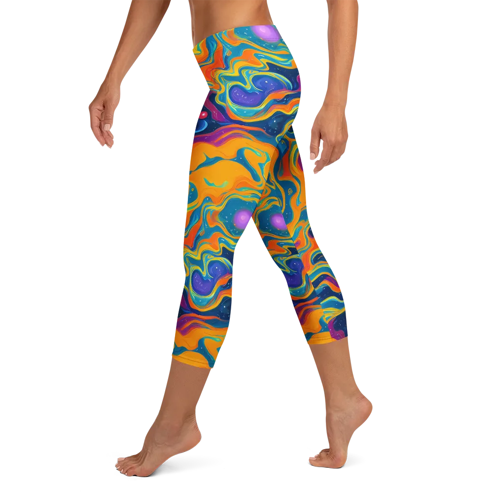Firefly Galaxy on Capri Leggings — Left