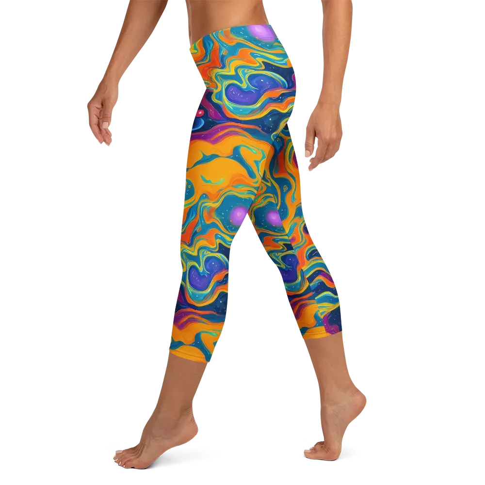 Firefly Galaxy on Capri Leggings — Left