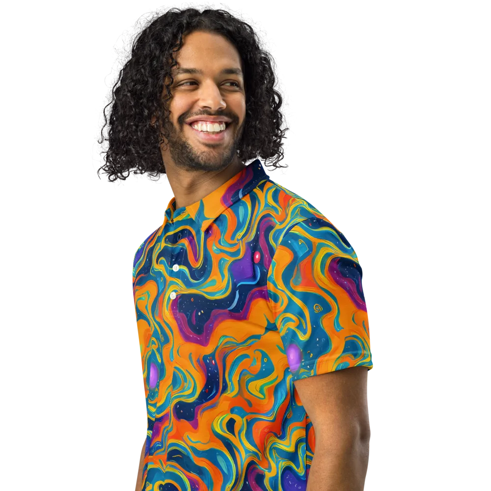 Firefly Galaxy on Men's Slim Fit Polo Shirt — Left Front