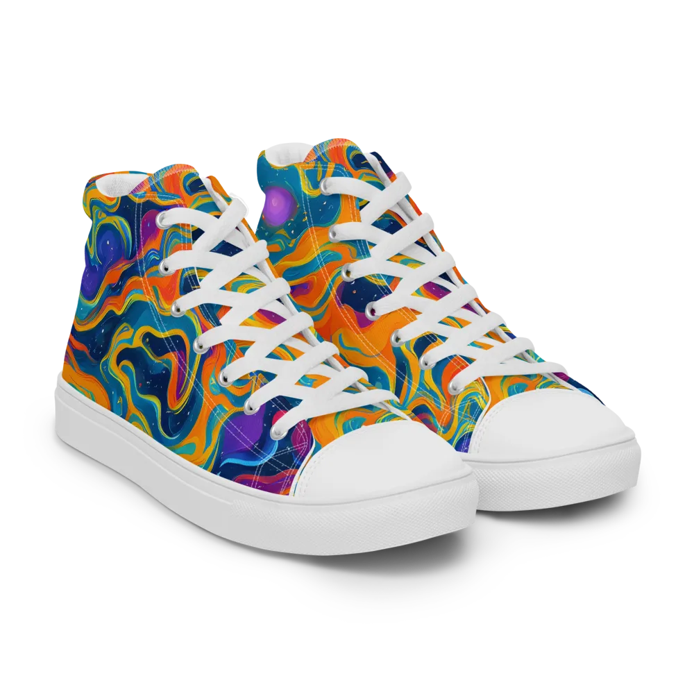 Firefly Galaxy on Men's High Top Canvas Shoes — Right Front