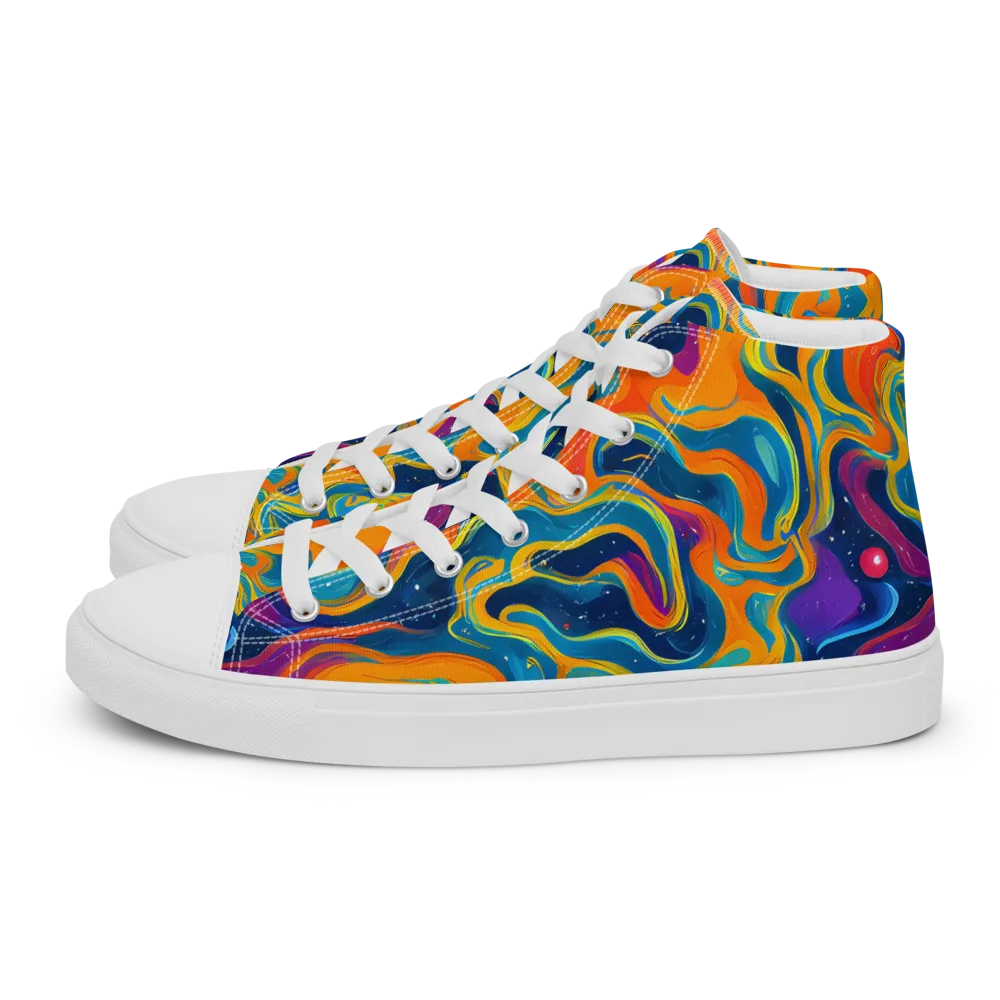 Firefly Galaxy on Men's High Top Canvas Shoes — Left