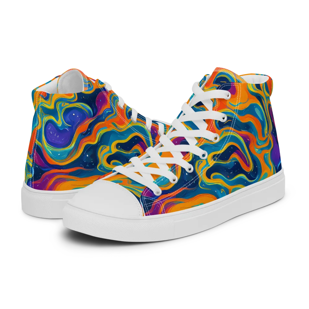 Firefly Galaxy on Men's High Top Canvas Shoes — Left