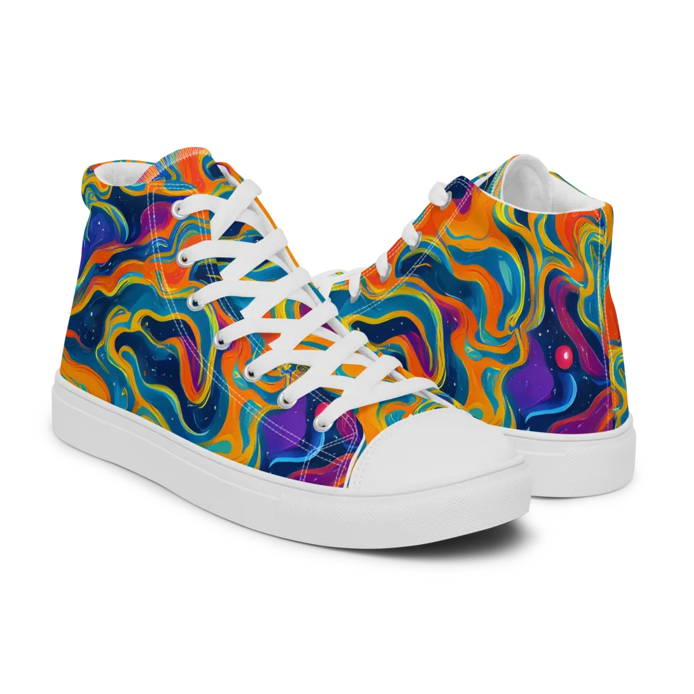 Firefly Galaxy on Men's High Top Canvas Shoes — Right