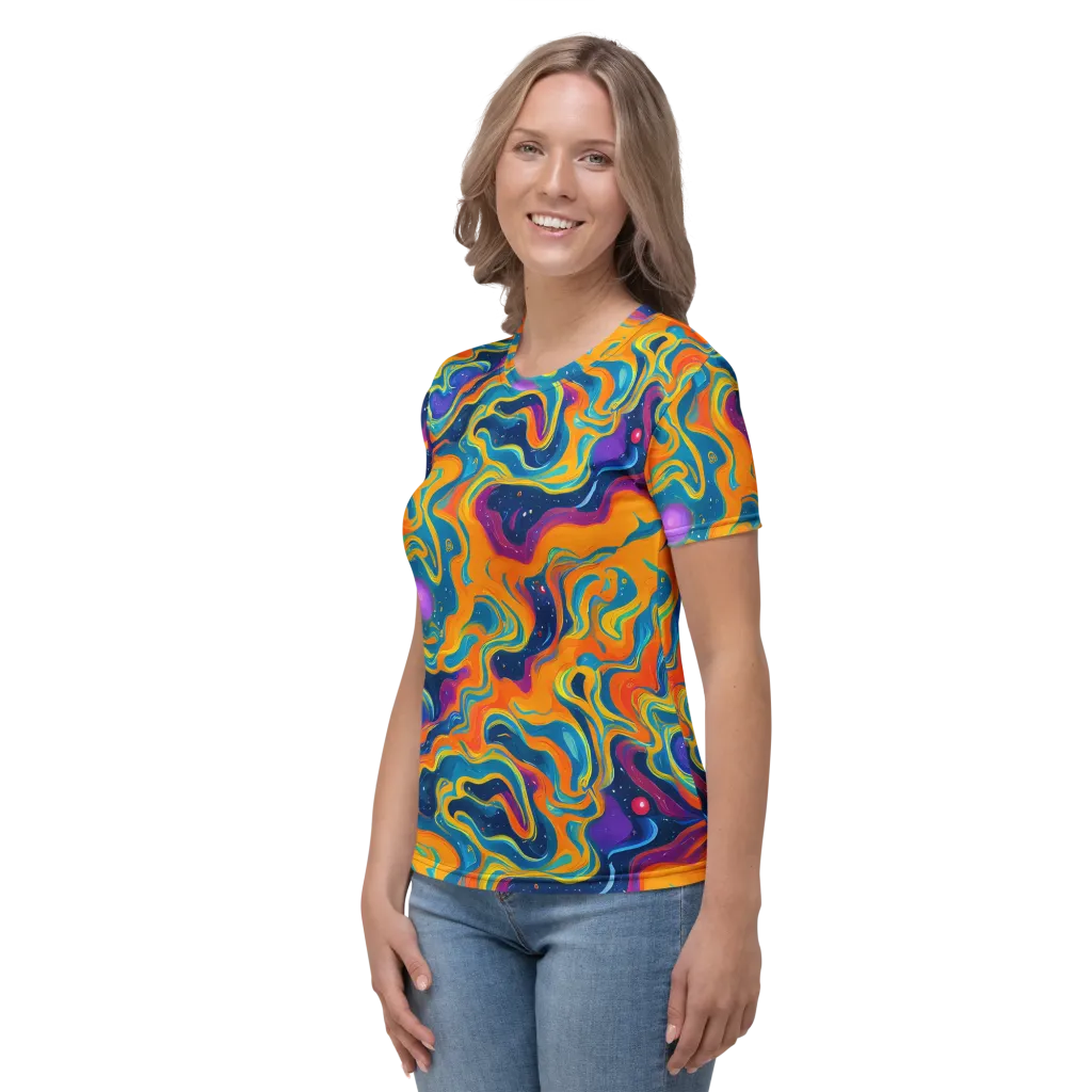 Firefly Galaxy on Women's Crew Neck T-Shirt — Left