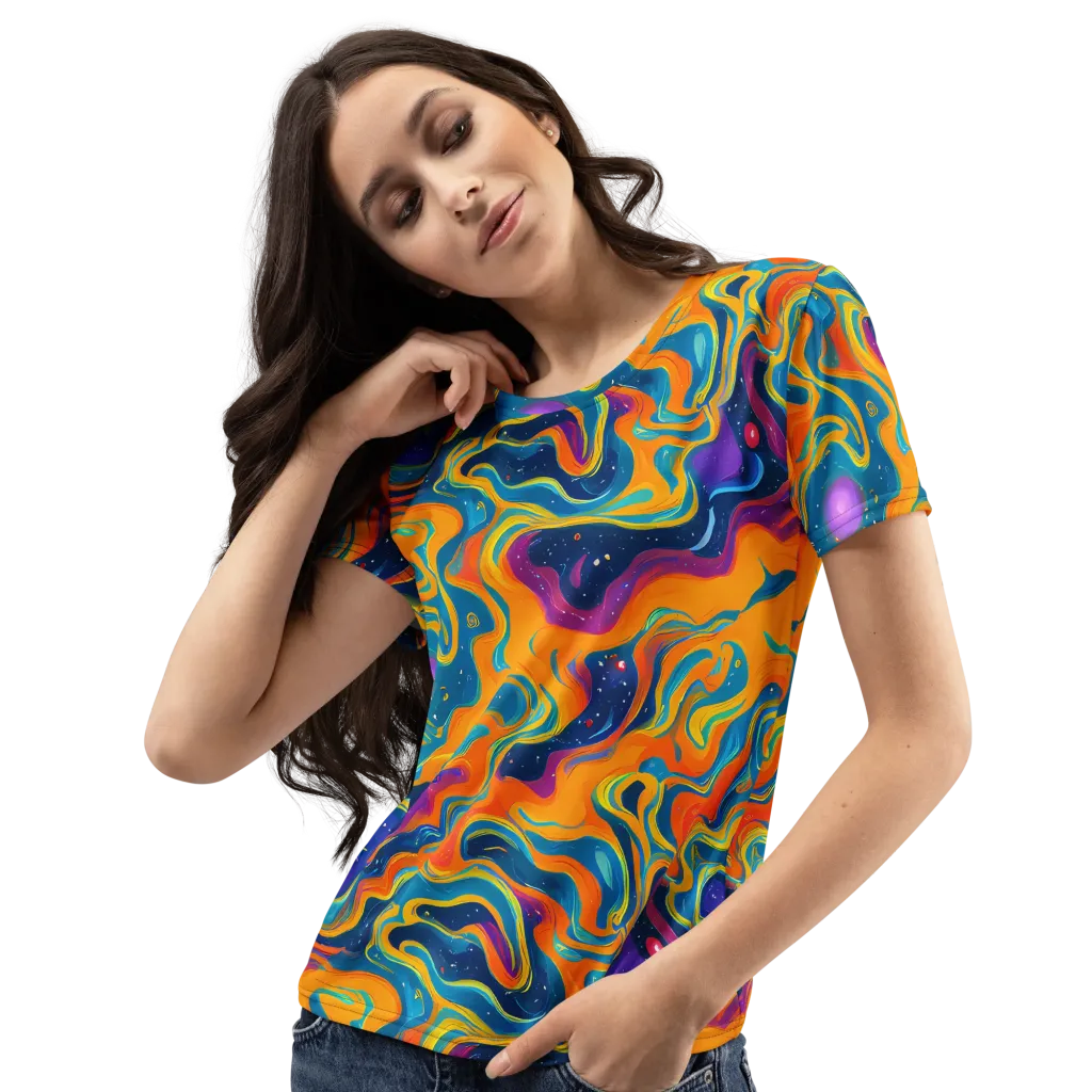 Firefly Galaxy on Women's Crew Neck T-Shirt — Left Front