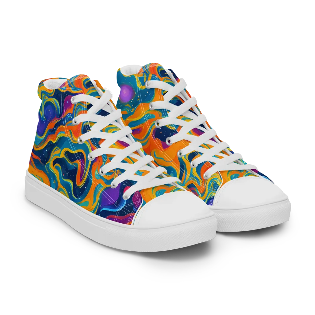 Firefly Galaxy on Women's High Top Canvas Shoes — Right Front