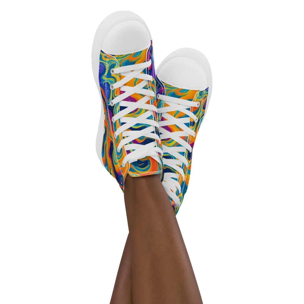Firefly Galaxy on Women's High Top Canvas Shoes — Front