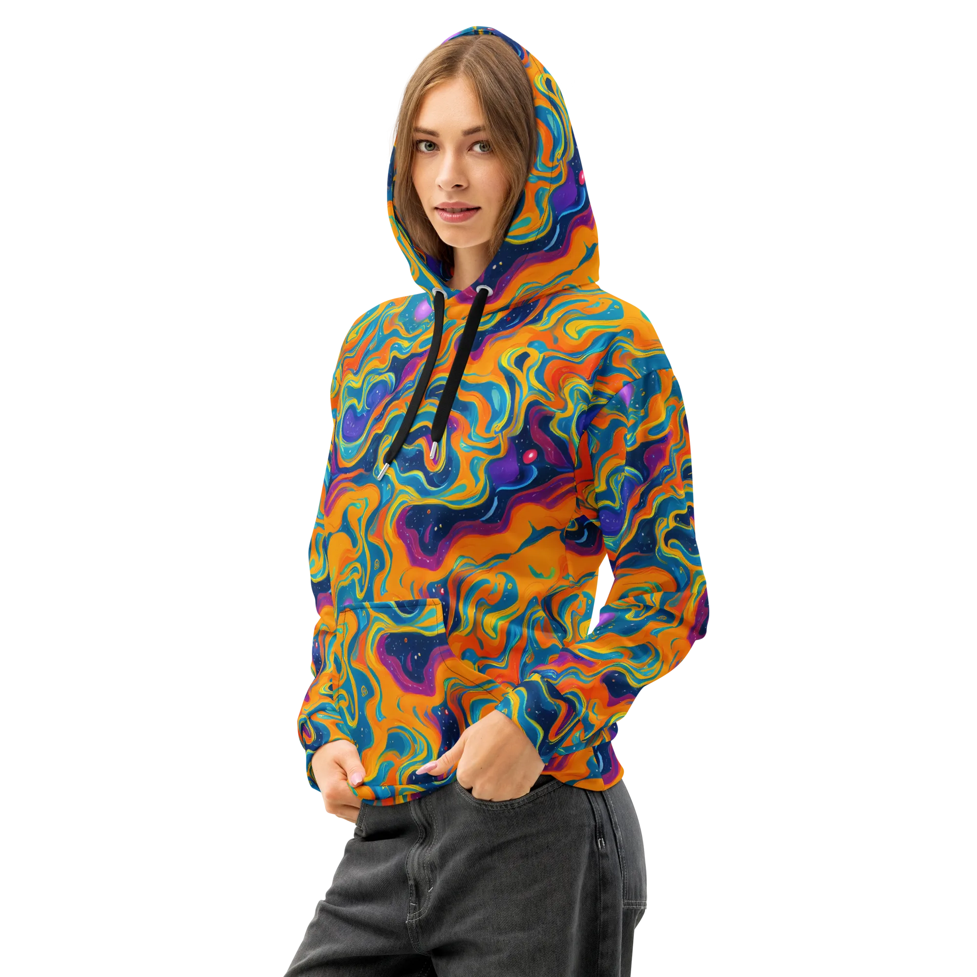 Firefly Galaxy on Cotton Hoodie — Left Front