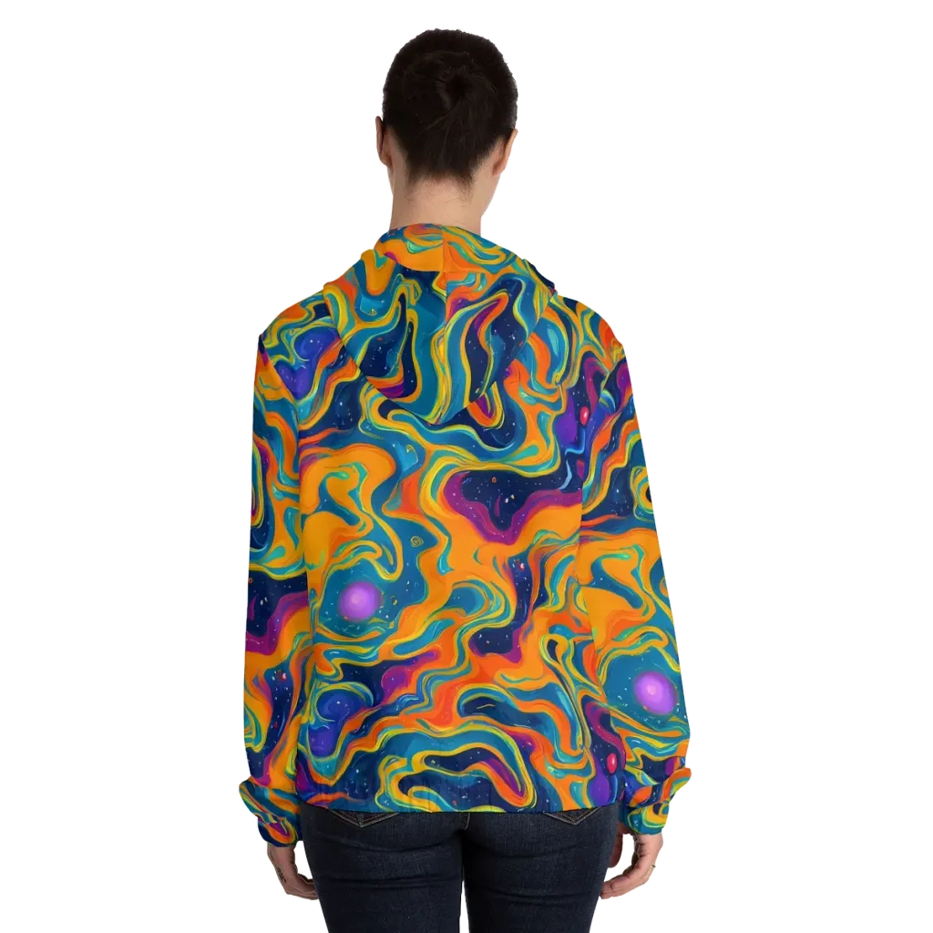 Firefly Galaxy on Women's Full-Zip Hoodie — Back On Person