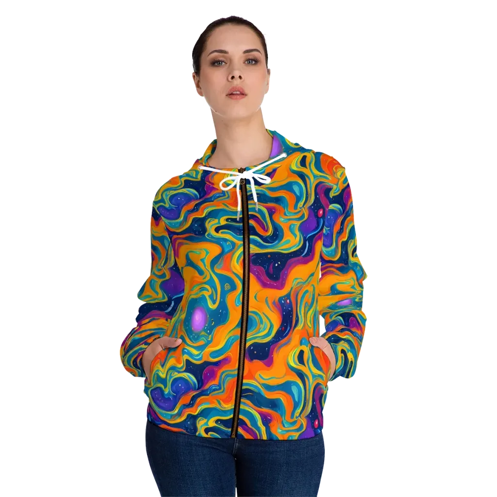 Firefly Galaxy on Women's Full-Zip Hoodie — Front On Person