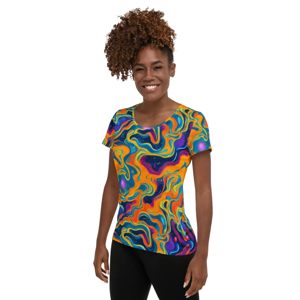 Firefly Galaxy on Women's Athletic T-Shirt — Left