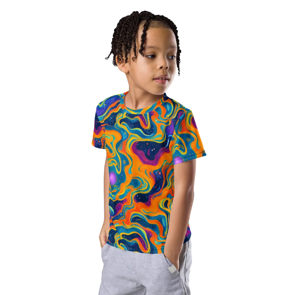 Firefly Galaxy on Kids Crew Neck T-Shirt — Left Front