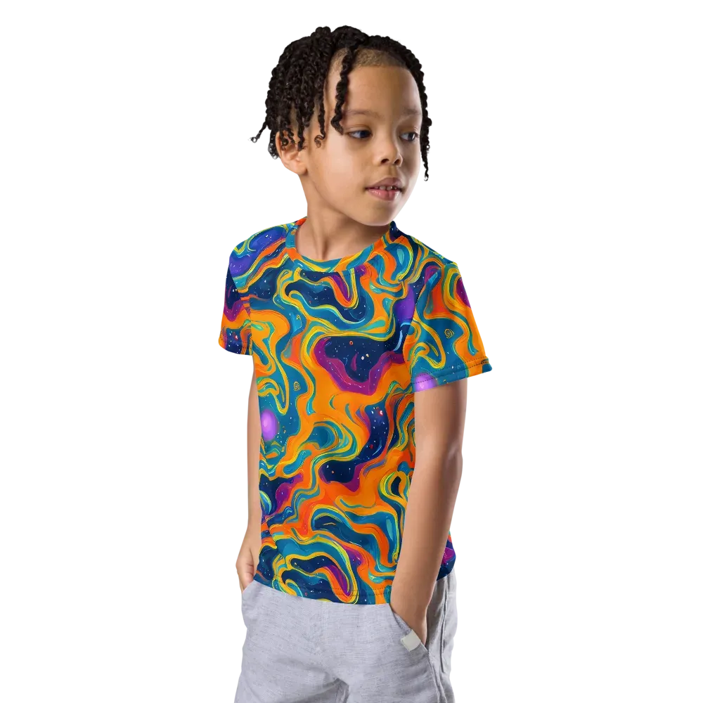 Firefly Galaxy on Kids Crew Neck T-Shirt — Left Front
