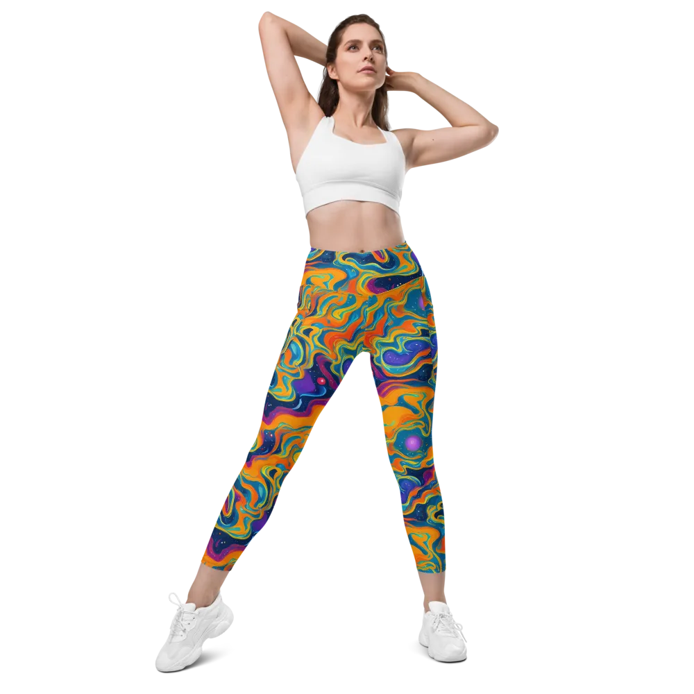 Firefly Galaxy on Leggings with Pockets — Front