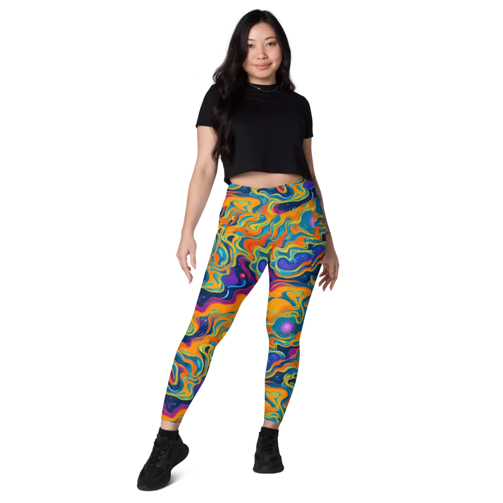 Firefly Galaxy on Leggings with Pockets — Front