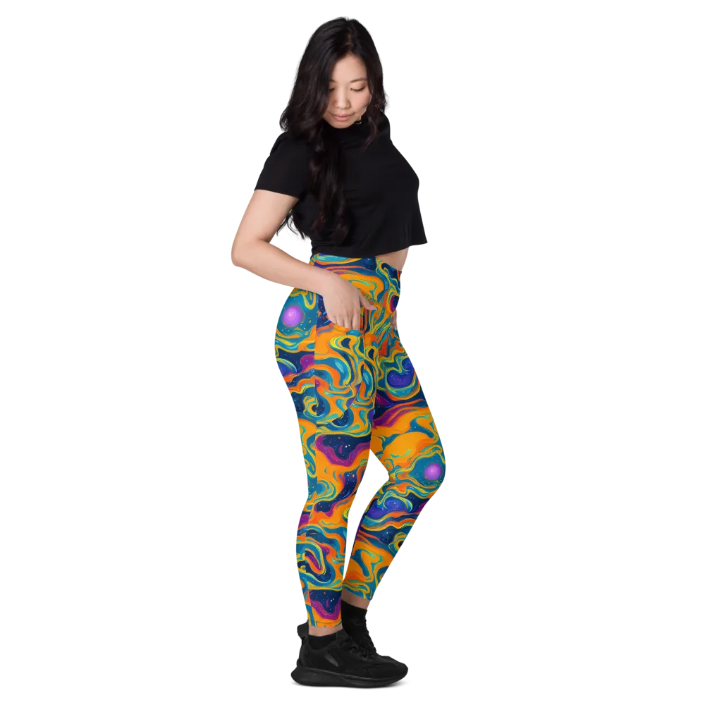 Firefly Galaxy on Leggings with Pockets — Right