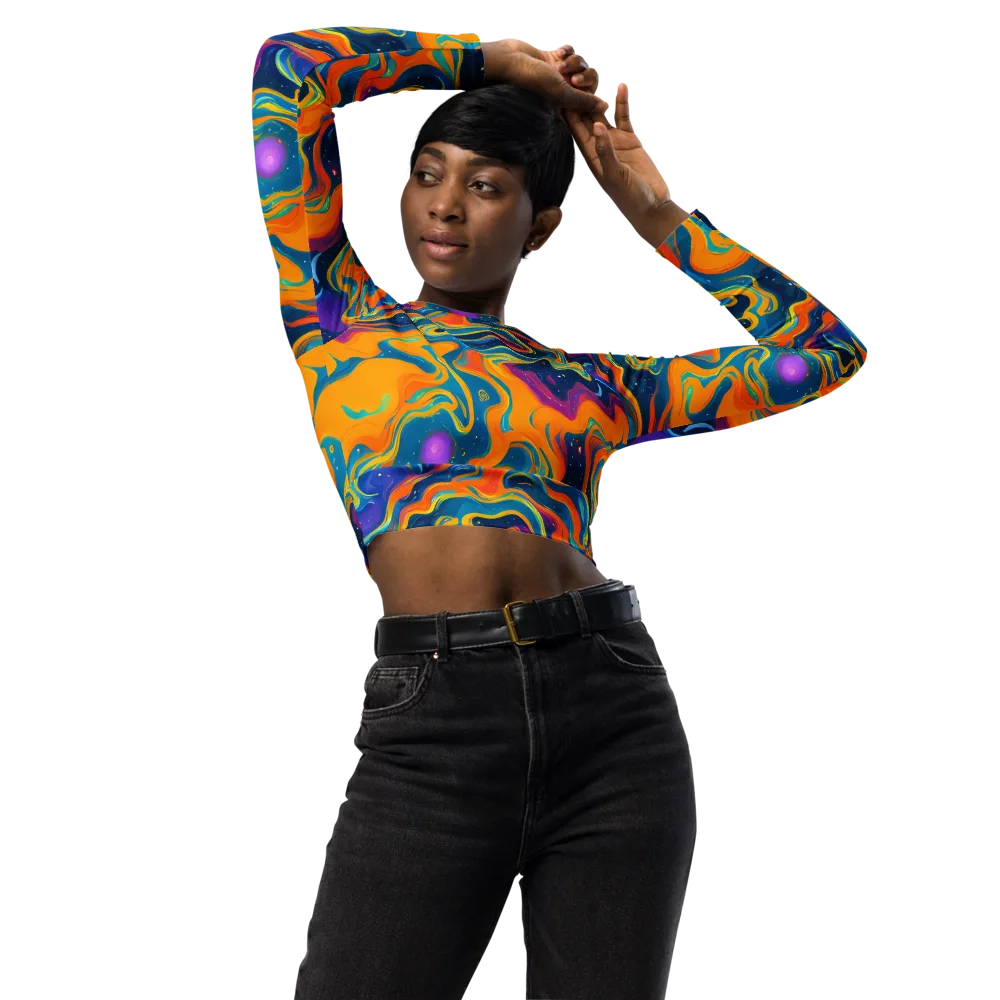 Firefly Galaxy on Long Sleeve Crop Top — Front