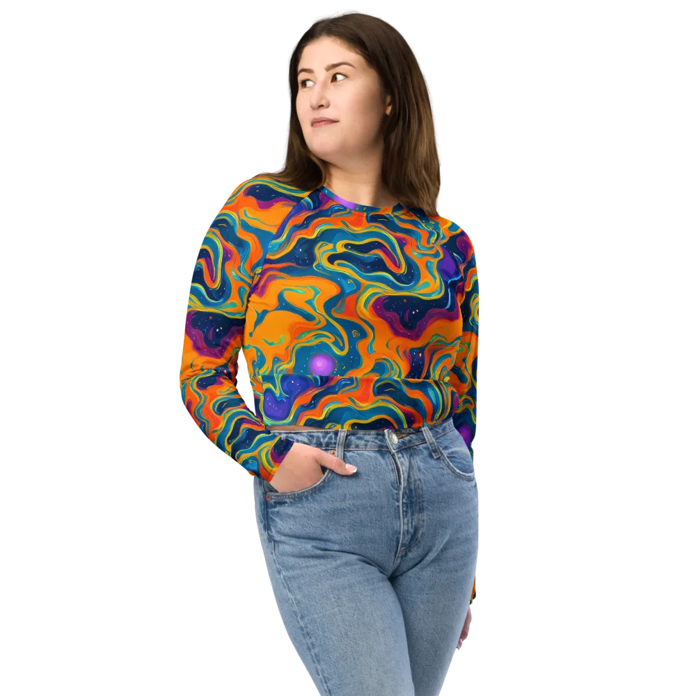 Firefly Galaxy on Long Sleeve Crop Top — Front