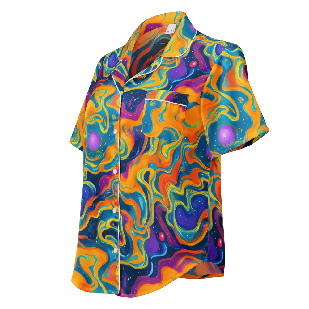 Firefly Galaxy on Women's Short Sleeve Pajama Top — Left Front