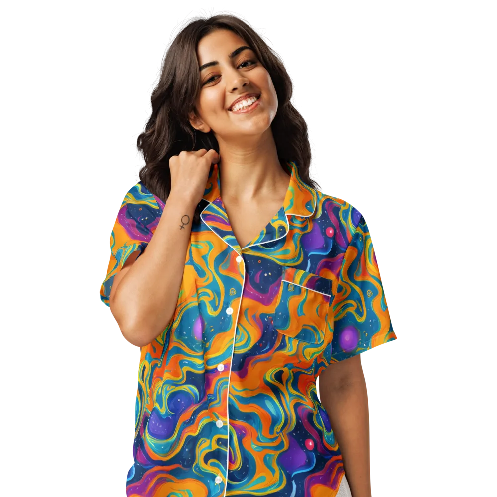 Firefly Galaxy on Women's Short Sleeve Pajama Top — Front