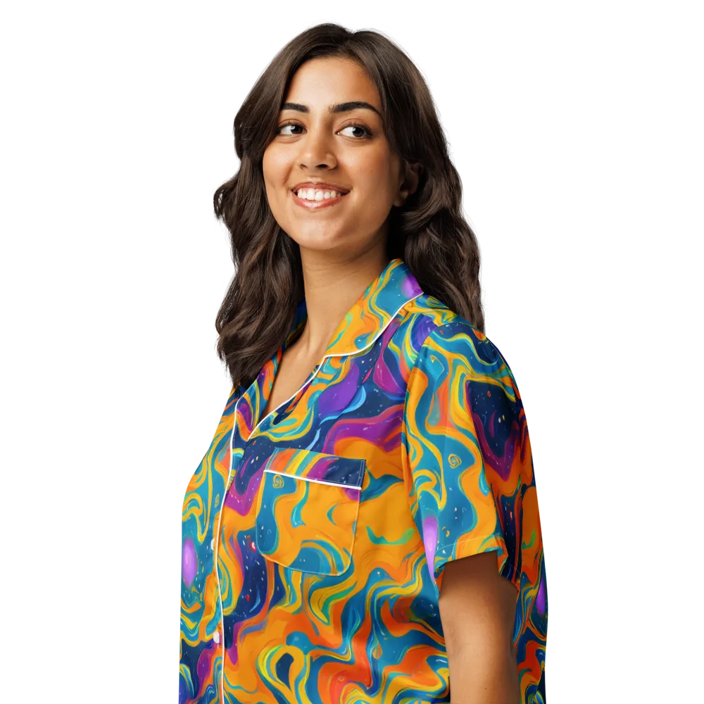 Firefly Galaxy on Women's Short Sleeve Pajama Top — Left Front