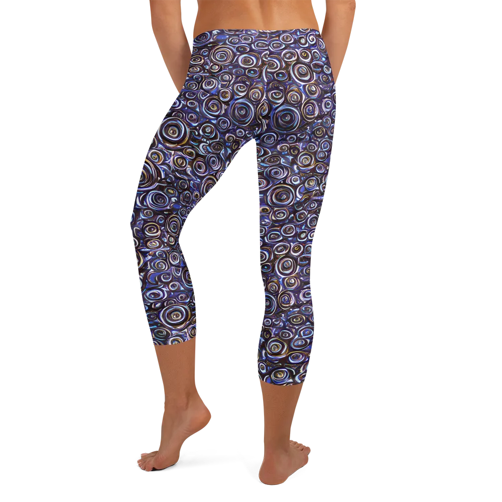Midnight Spirals on Capri Leggings — Back