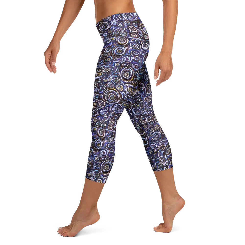 Midnight Spirals on Capri Leggings — Left