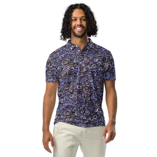 Midnight Spirals on a Men's Slim Fit Polo Shirt