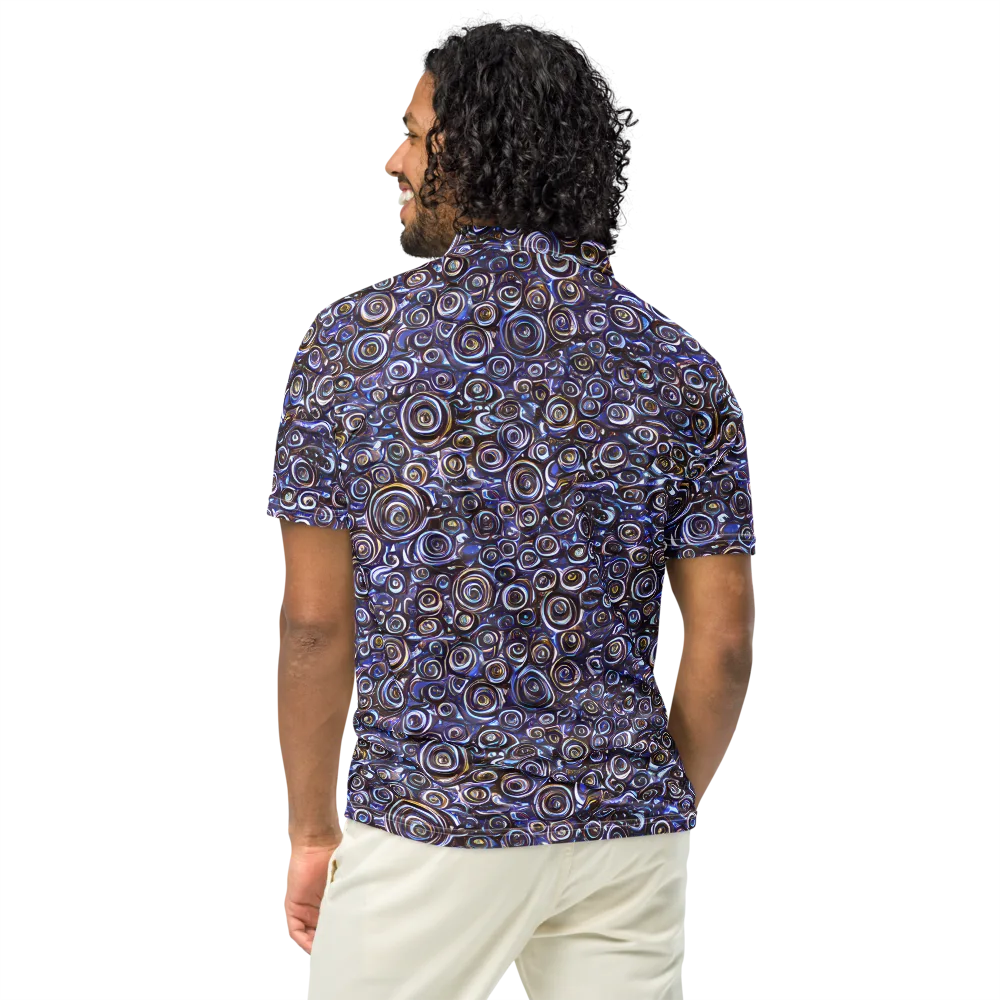 Midnight Spirals on Men's Slim Fit Polo Shirt — Back