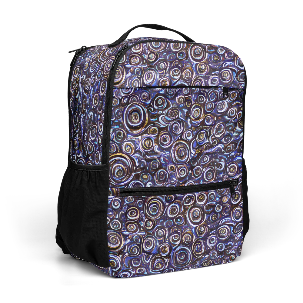 Midnight Spirals on Utility Backpack — Right Front